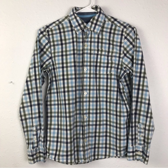 Oshkosh Button Down Shirt Boy’s Size 14 Multicolor Long Sleeve Plaid 100% Cotton - Picture 2 of 11